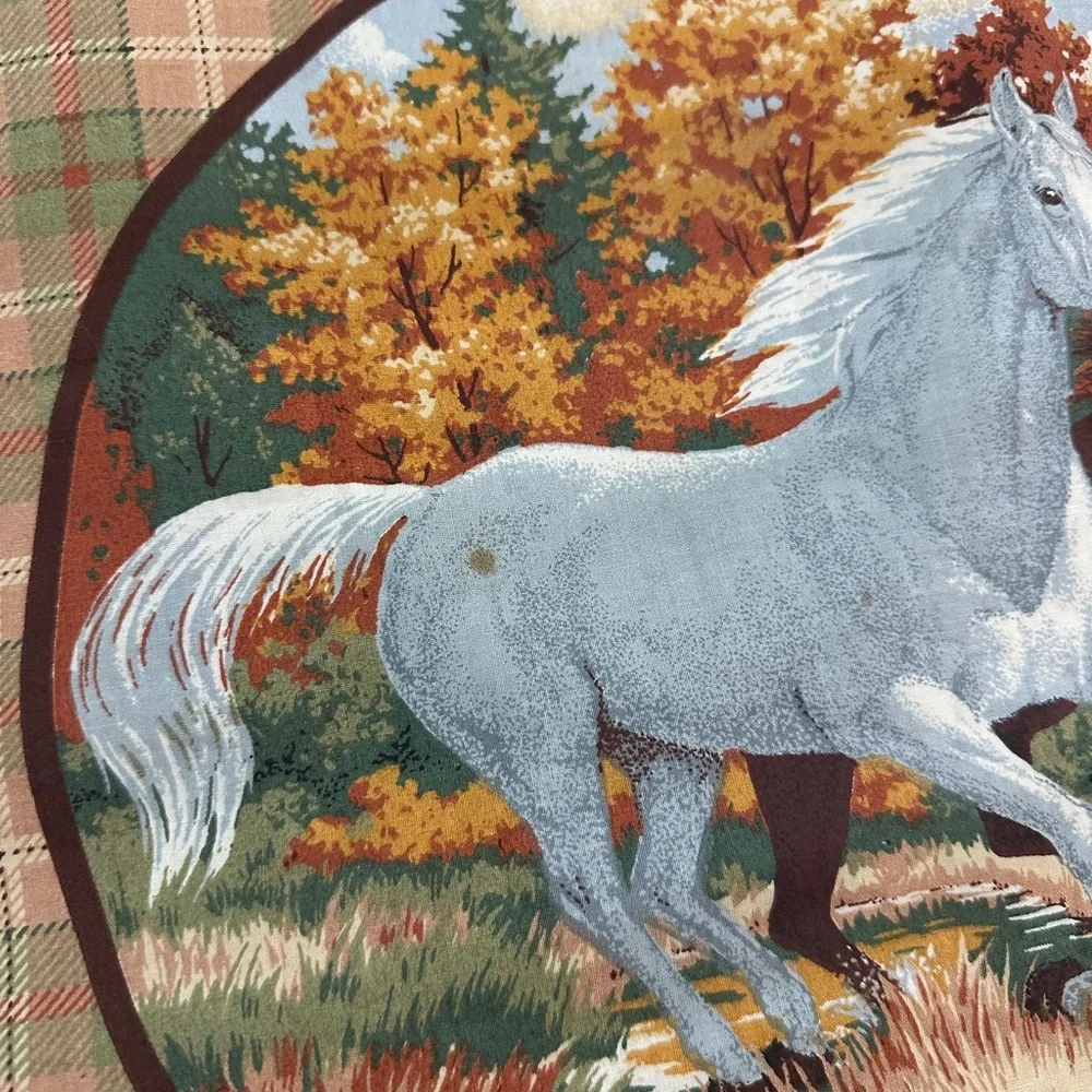 Handmade Running Horses Fall Throw Blanket 60x69” Western Boho Home Decor